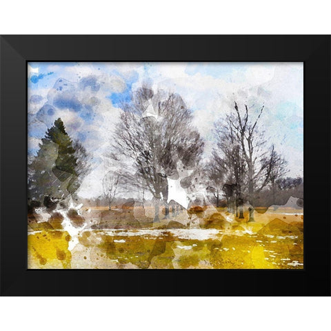 Triple Tree Black Modern Wood Framed Art Print by Young, Chamira