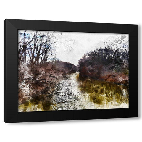 Dark Stream Black Modern Wood Framed Art Print by Young, Chamira