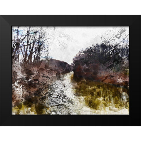 Dark Stream Black Modern Wood Framed Art Print by Young, Chamira