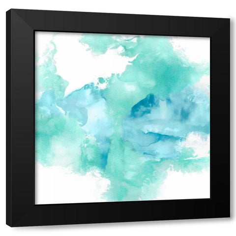 Ascending in Aqua Black Modern Wood Framed Art Print with Double Matting by Hudson, Daniela