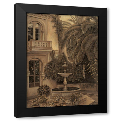 The Loggia and Fountain Black Modern Wood Framed Art Print by Parks, David