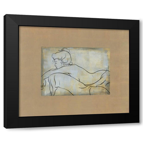 Femme allongee Black Modern Wood Framed Art Print by Bennion, Dan
