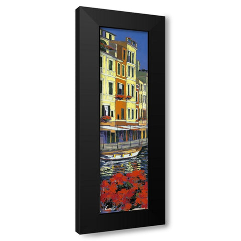 Promenade di Portofino Black Modern Wood Framed Art Print with Double Matting by Corallo, Daniela