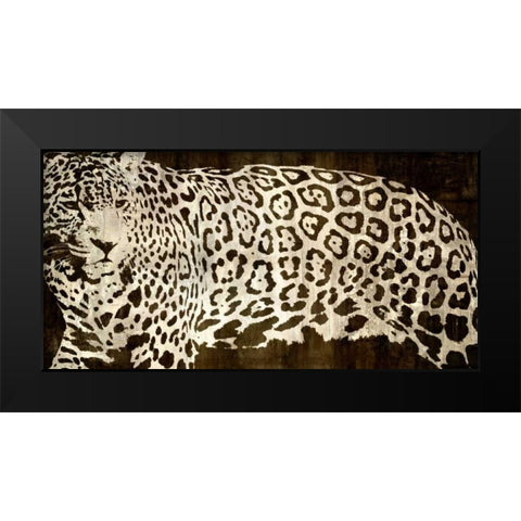 Leopard Encounter Black Modern Wood Framed Art Print by Davison, Darren