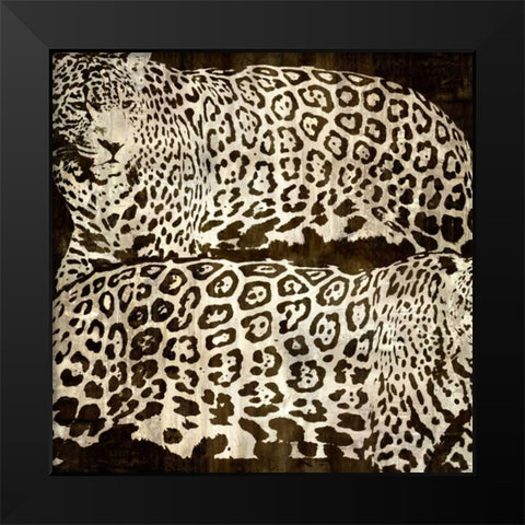 Leopards Black Modern Wood Framed Art Print by Davison, Darren