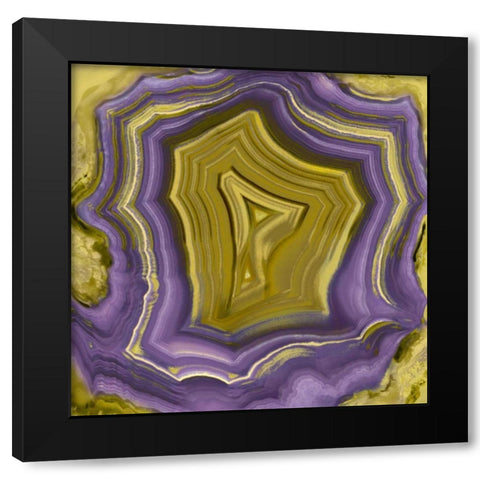 Agate in Purple and Gold I Black Modern Wood Framed Art Print with Double Matting by Carson, Danielle