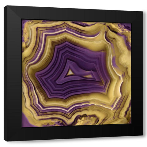 Agate in Purple and Gold II Black Modern Wood Framed Art Print with Double Matting by Carson, Danielle
