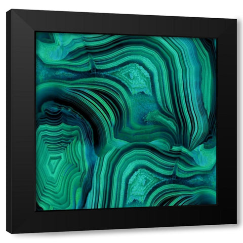Malachite in Green and Blue Black Modern Wood Framed Art Print with Double Matting by Carson, Danielle
