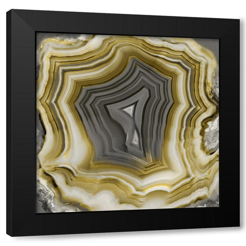Agate in Gold And Grey II Black Modern Wood Framed Art Print by Carson, Danielle