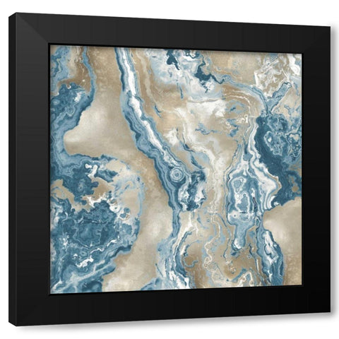 Onyx Teal Black Modern Wood Framed Art Print by Carson, Danielle