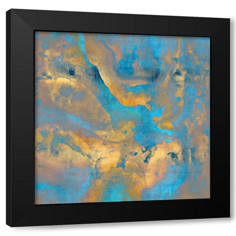 Stone with Turquoise and Gold Black Modern Wood Framed Art Print with Double Matting by Carson, Danielle