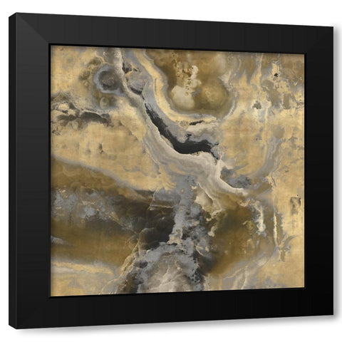 Stone With Gold and Gray II Black Modern Wood Framed Art Print with Double Matting by Carson, Danielle