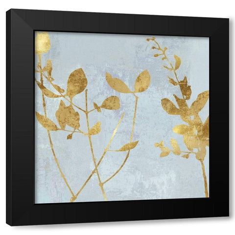 Nature Gold on Blue Black Modern Wood Framed Art Print by Carson, Danielle