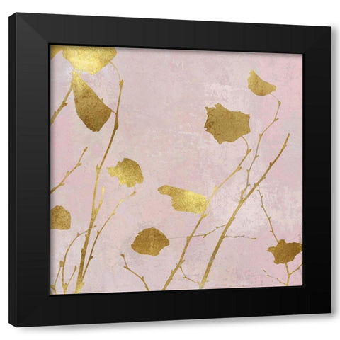 Nature Gold on Pink Blush I Black Modern Wood Framed Art Print by Carson, Danielle