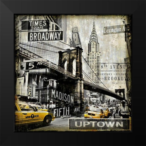 Landmarks NYC Black Modern Wood Framed Art Print by Matthews, Dylan