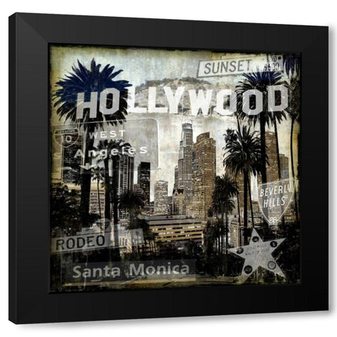 Landmarks L.A. Black Modern Wood Framed Art Print by Matthews, Dylan