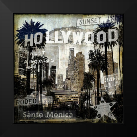 Landmarks L.A. Black Modern Wood Framed Art Print by Matthews, Dylan