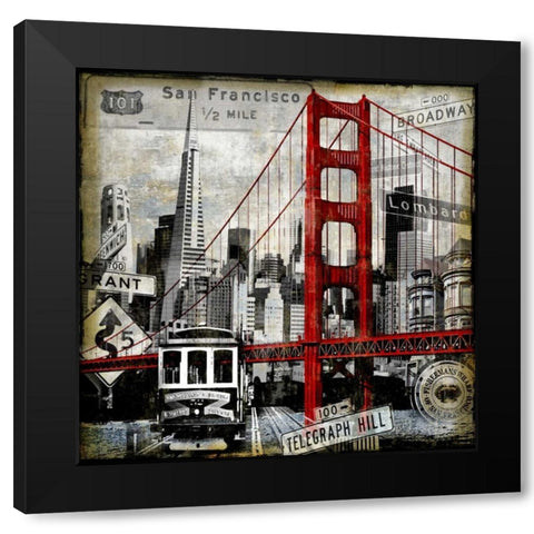 Landmarks San Francisco Black Modern Wood Framed Art Print by Matthews, Dylan