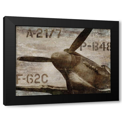 Vintage Airplane Black Modern Wood Framed Art Print with Double Matting by Matthews, Dylan