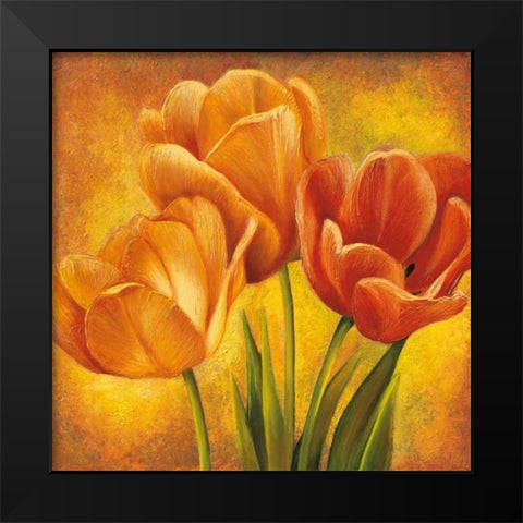 Orange Tulips II Black Modern Wood Framed Art Print by Pedersen, David