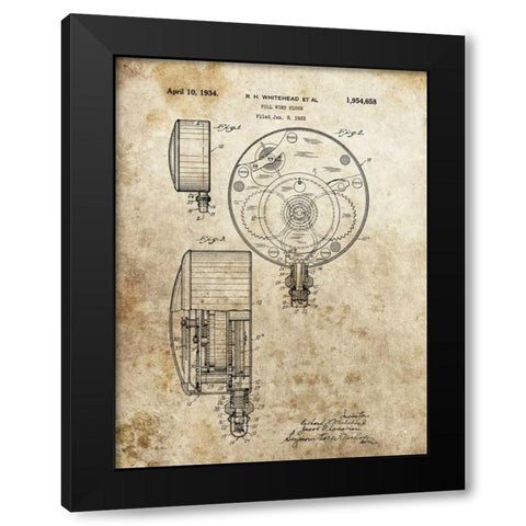 Full Wind Clock - 1933 Black Modern Wood Framed Art Print by Sproul, Dan