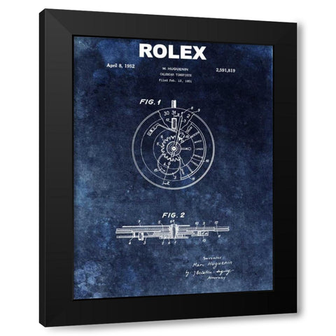 Rolex Calendar Time Piece - 195 Black Modern Wood Framed Art Print with Double Matting by Sproul, Dan