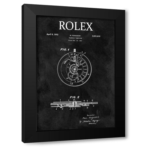 Rolex Calendar Time Piece - 195 Black Modern Wood Framed Art Print with Double Matting by Sproul, Dan