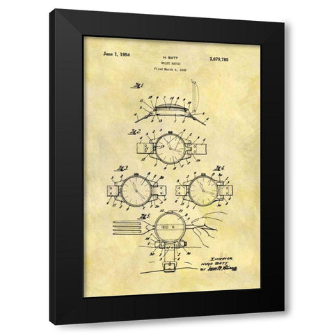 Wrist Watch - 1949 Black Modern Wood Framed Art Print by Sproul, Dan