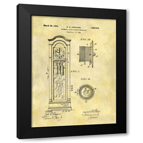 Automatic Clock Winding Mechan Black Modern Wood Framed Art Print by Sproul, Dan