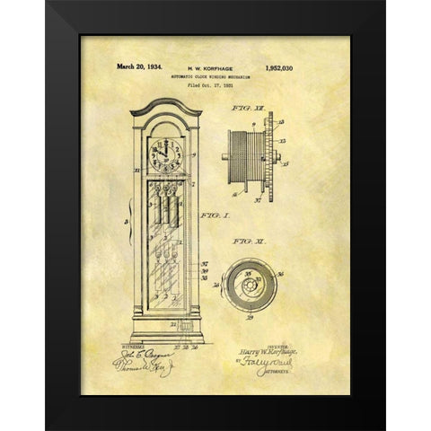 Automatic Clock Winding Mechan Black Modern Wood Framed Art Print by Sproul, Dan
