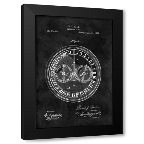 Calendar Clock - 1885-Black Black Modern Wood Framed Art Print by Sproul, Dan