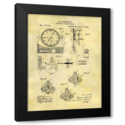 Electric Alarm Clock - 1892 Black Modern Wood Framed Art Print with Double Matting by Sproul, Dan