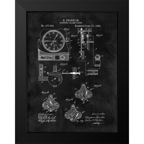 Electric Alarm Clock - 1892-Bla Black Modern Wood Framed Art Print by Sproul, Dan