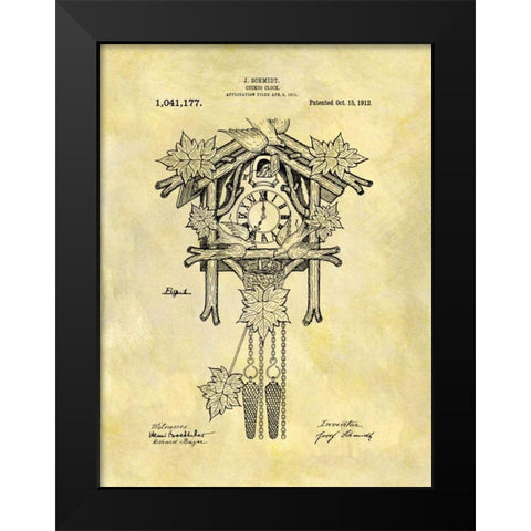 Cuckoo Clock - 1912 Black Modern Wood Framed Art Print by Sproul, Dan