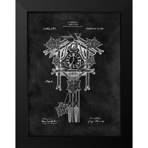 Cuckoo Clock - 1912-Black Black Modern Wood Framed Art Print by Sproul, Dan