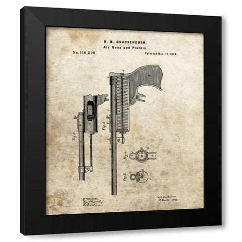 Air Guns and Pistols - 1874 Black Modern Wood Framed Art Print by Sproul, Dan