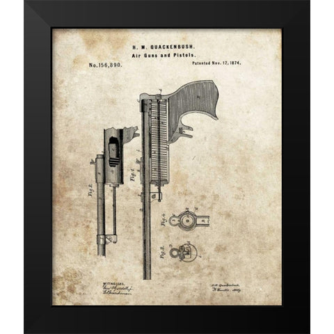 Air Guns and Pistols - 1874 Black Modern Wood Framed Art Print by Sproul, Dan