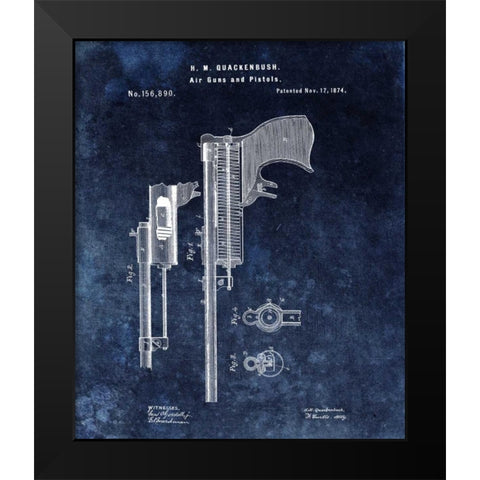 Air Guns and Pistols - 1874- Blue Black Modern Wood Framed Art Print by Sproul, Dan