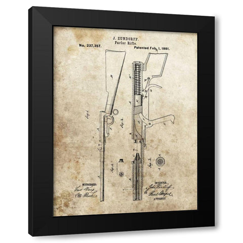 Parlor Rifle - 1881 Black Modern Wood Framed Art Print by Sproul, Dan