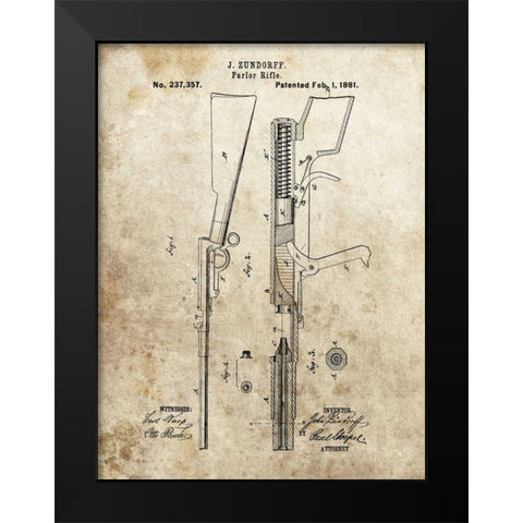 Parlor Rifle - 1881 Black Modern Wood Framed Art Print by Sproul, Dan