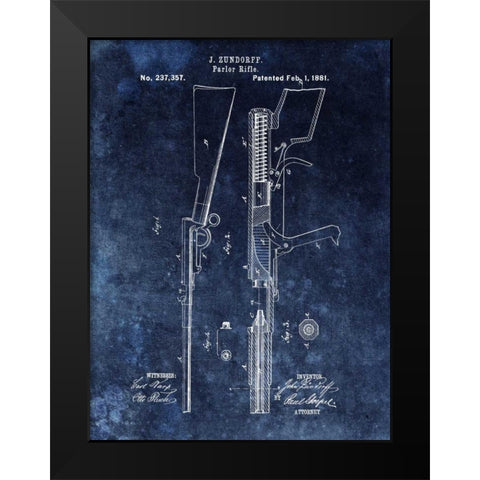 Parlor Rifle - 1881- Blue Black Modern Wood Framed Art Print by Sproul, Dan