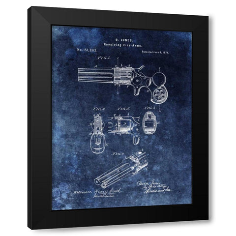 Revolving Fire Arms - 1874-Blue Black Modern Wood Framed Art Print by Sproul, Dan