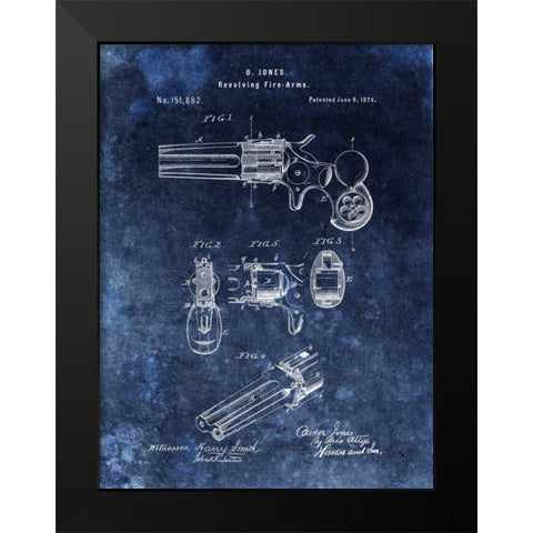 Revolving Fire Arms - 1874-Blue Black Modern Wood Framed Art Print by Sproul, Dan