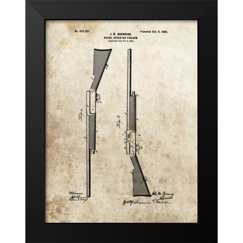 Recoil Operated Firearm - 1900 Black Modern Wood Framed Art Print by Sproul, Dan