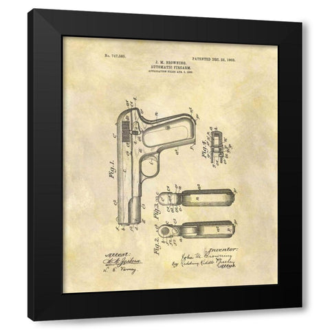 Automatic Firearm - 1902 Black Modern Wood Framed Art Print with Double Matting by Sproul, Dan