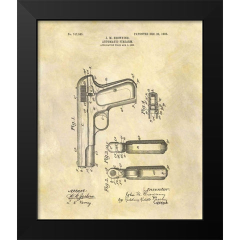 Automatic Firearm - 1902 Black Modern Wood Framed Art Print by Sproul, Dan