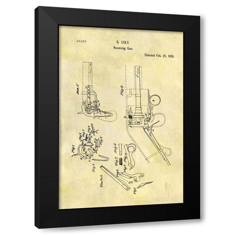 Colt-Revolving Gun - 1836 Black Modern Wood Framed Art Print with Double Matting by Sproul, Dan