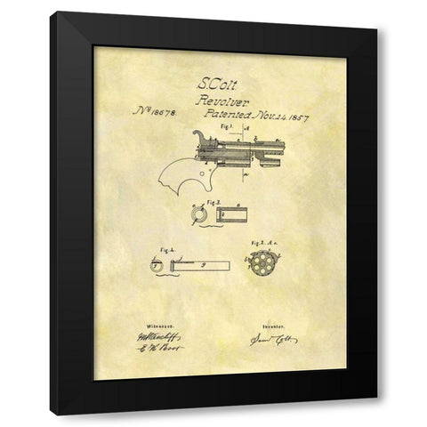 Colt Revolver - 1857 Black Modern Wood Framed Art Print with Double Matting by Sproul, Dan