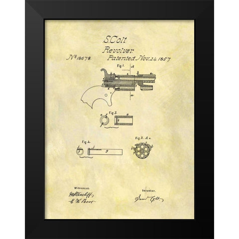 Colt Revolver - 1857 Black Modern Wood Framed Art Print by Sproul, Dan