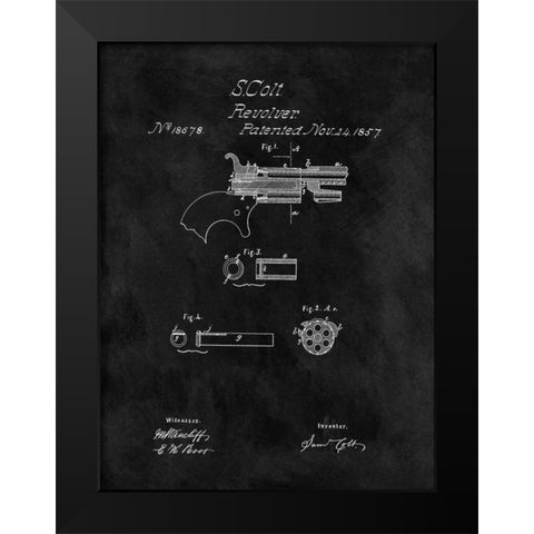 Colt Revolver - 1857-Black Black Modern Wood Framed Art Print by Sproul, Dan
